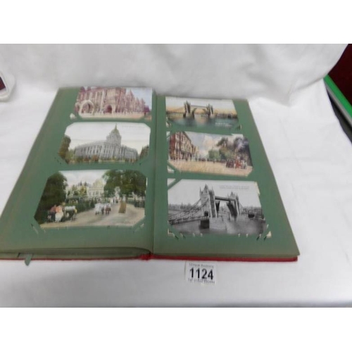 1124 - A red postcard album of approximately 150 postcards, mainly Edwardian, Essex, topographical etc