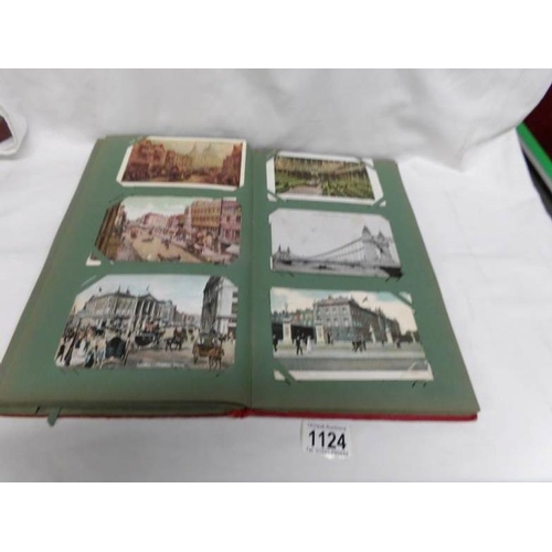 1124 - A red postcard album of approximately 150 postcards, mainly Edwardian, Essex, topographical etc