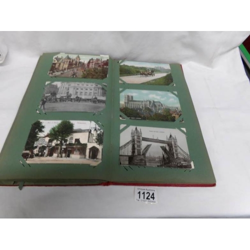 1124 - A red postcard album of approximately 150 postcards, mainly Edwardian, Essex, topographical etc