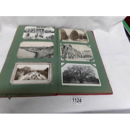 1124 - A red postcard album of approximately 150 postcards, mainly Edwardian, Essex, topographical etc