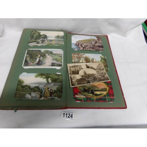 1124 - A red postcard album of approximately 150 postcards, mainly Edwardian, Essex, topographical etc