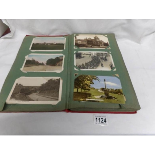 1124 - A red postcard album of approximately 150 postcards, mainly Edwardian, Essex, topographical etc