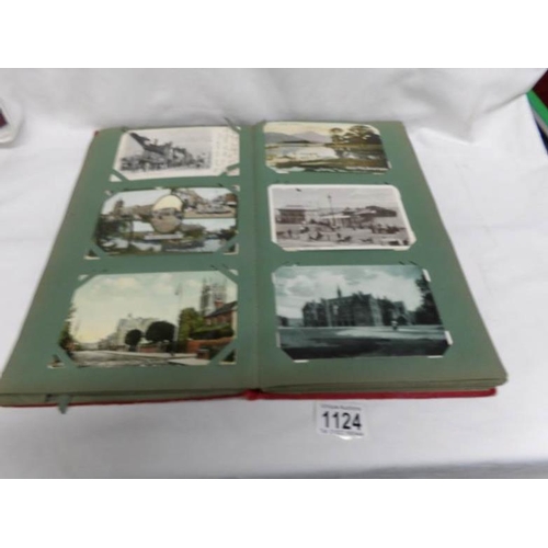 1124 - A red postcard album of approximately 150 postcards, mainly Edwardian, Essex, topographical etc