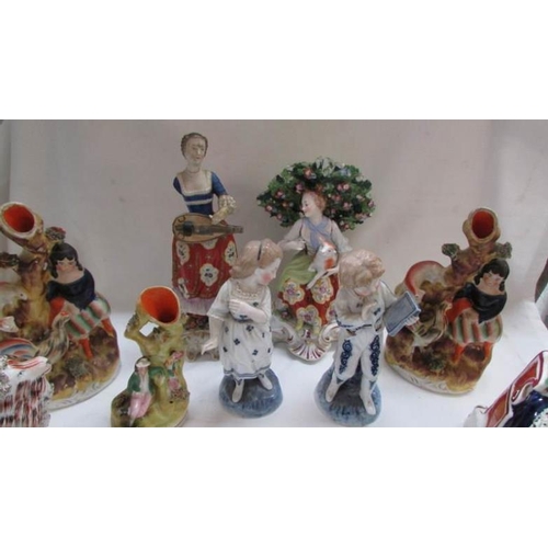 113 - A collection of good antique Staffordshire figures, all a/f