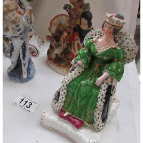 113 - A collection of good antique Staffordshire figures, all a/f