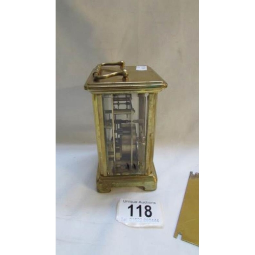 118 - A brass carriage clock