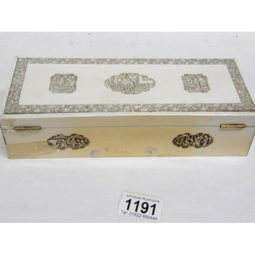 1191 - An antique carved ivory glove box, 24 x 9.5 x 6cm