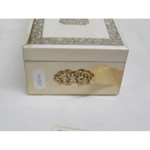 1191 - An antique carved ivory glove box, 24 x 9.5 x 6cm