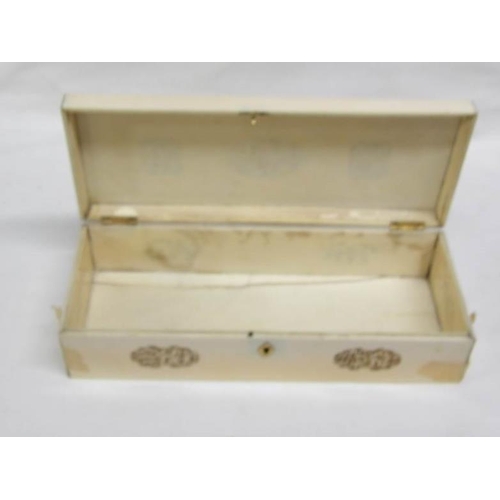 1191 - An antique carved ivory glove box, 24 x 9.5 x 6cm