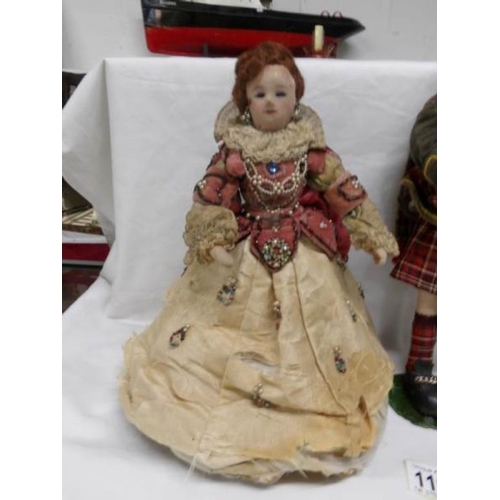 1196 - A rare Bonnie Prince Charlie doll and a Flora McDonald doll