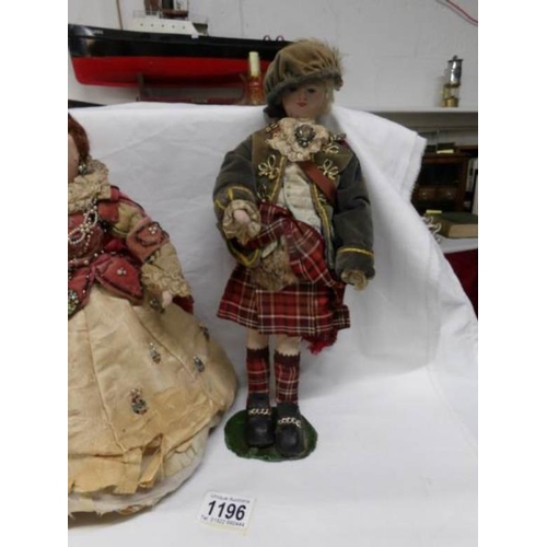 1196 - A rare Bonnie Prince Charlie doll and a Flora McDonald doll