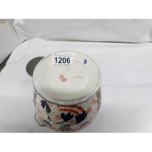 1206 - An old Staffordshire Imari pattern biscuit barrel