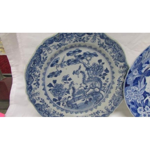 1210 - 2 early 19th century blue and white plated (1 a/f)