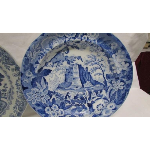 1210 - 2 early 19th century blue and white plated (1 a/f)