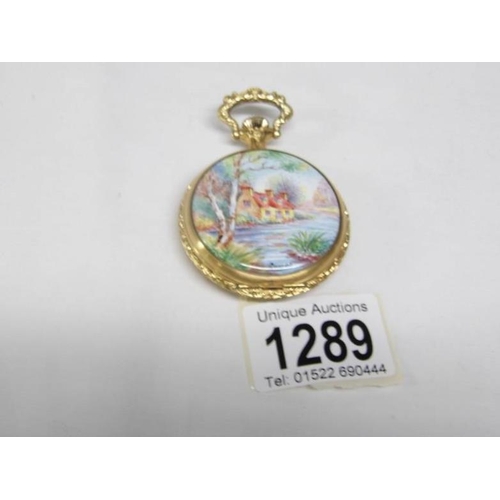 1289 - A silver pocket watch with ornate dial marked 800 and a modern pocket watch