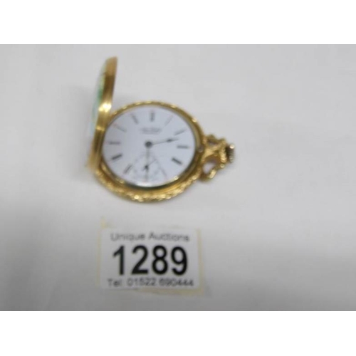 1289 - A silver pocket watch with ornate dial marked 800 and a modern pocket watch