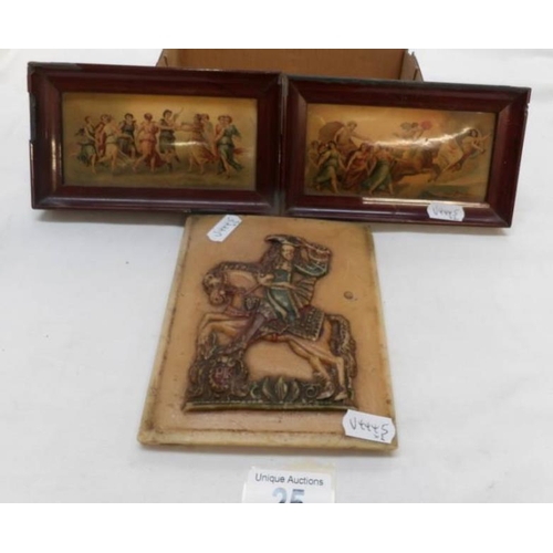 25 - A fine pair of 19th century panels and a rare 19th century wax panel of a noble man