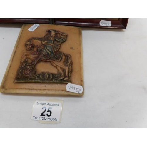 25 - A fine pair of 19th century panels and a rare 19th century wax panel of a noble man