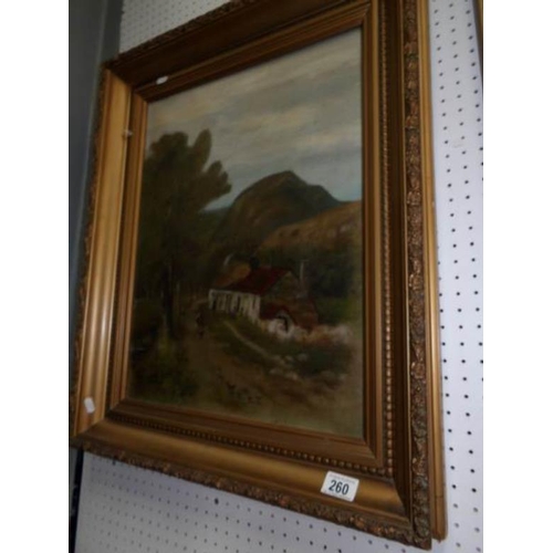 260 - An unsigned oil on canvas of a rural scene