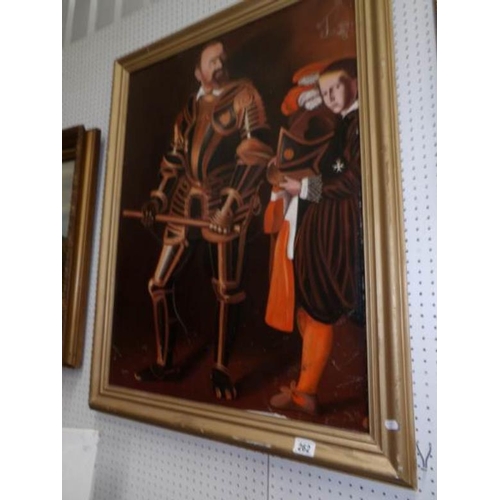 262 - An oil on board portrait after Carravaggio of Alof De Wignacourt by Donald Watson