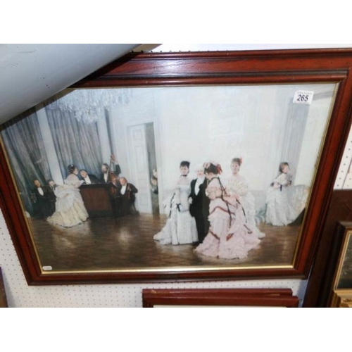 265 - A framed and glazed print of a ballroom scene