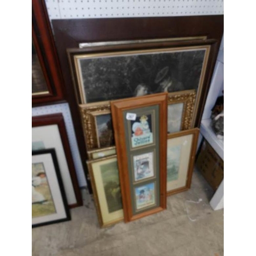 267 - A quantity of framed prints including signed Sir John Millias