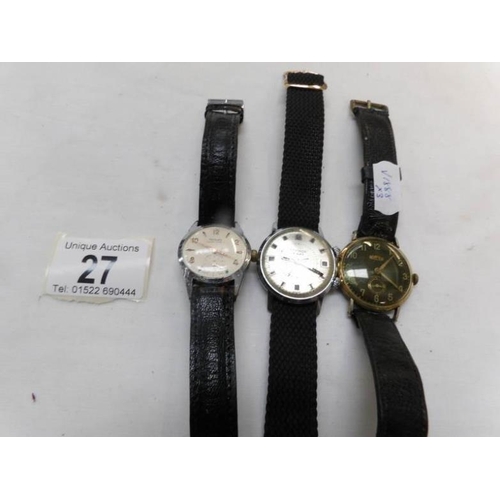 27 - A Rotary wrist watch in working order, a Sekonda wrist watch in working order and a Roamer wristwatc... 