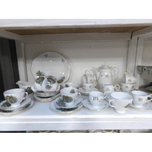 273 - A Grafton china coffee set and a Royal Vale tea set