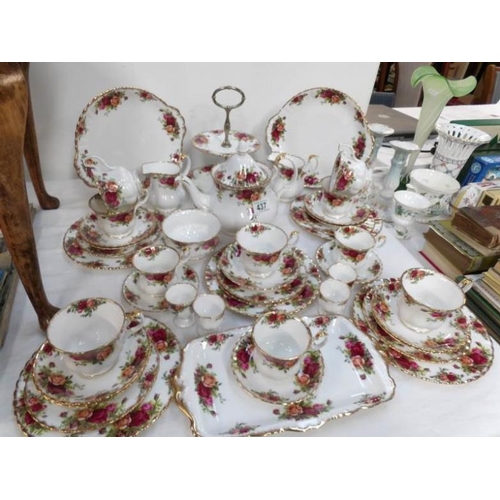 437 - Approximately 45 pieces of Royal Albert Old Country Roses tea and dinner ware