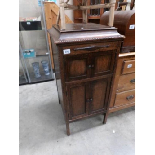 490 - An oak gramaphone cabinet