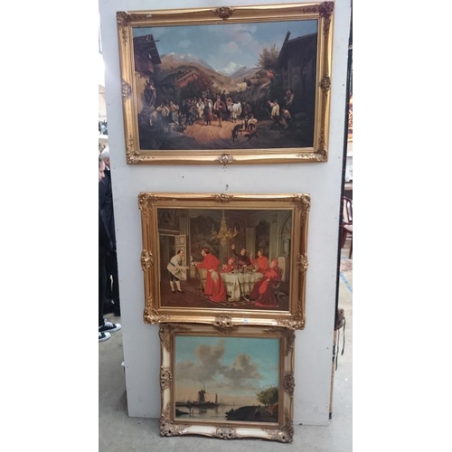 362 - 3 ornate framed prints on canvas after Balogh, Landim and Beekhout