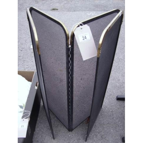 24 - A brass and metal 4 fold fire screen