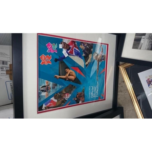 151 - 5 framed London 2012 Olympic games momentoes