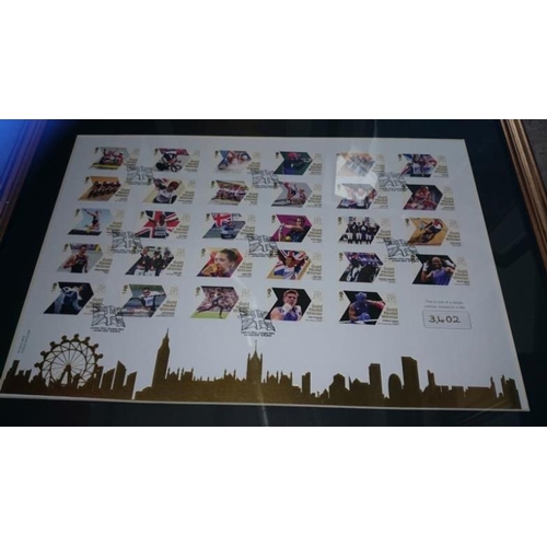 151 - 5 framed London 2012 Olympic games momentoes