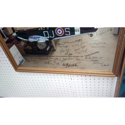 156 - A picture mirror of a Spitfire with WWII fighter pilots signatures