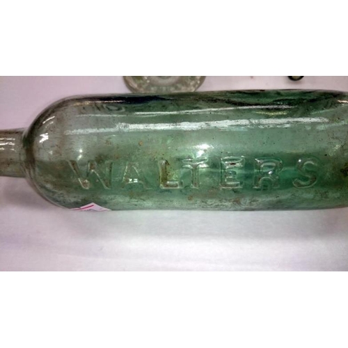 31 - A rare glass Victorian fire extinguisher intact, cod bottle & glass straw etc.