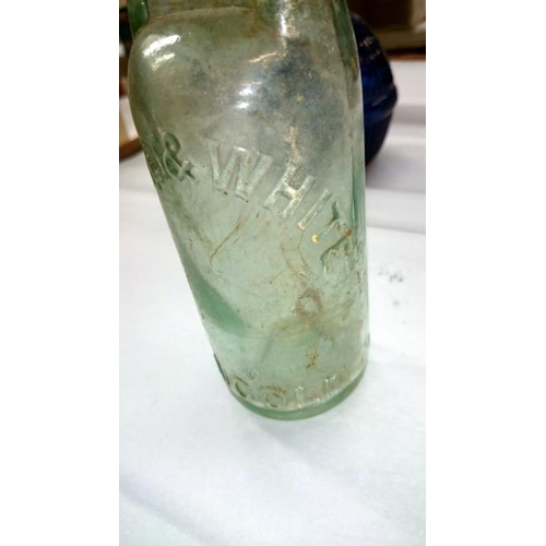 31 - A rare glass Victorian fire extinguisher intact, cod bottle & glass straw etc.