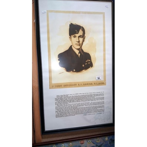 54 - A print of FLT/SGT A.L. Aaron & citation for Posthumous Victoria Cross & a print commemorating the B... 