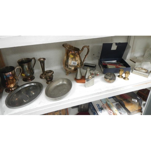 103 - Quantity of silver plate, including tankards, jugs, spoons etc.