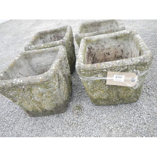 637 - 4 concrete garden planters