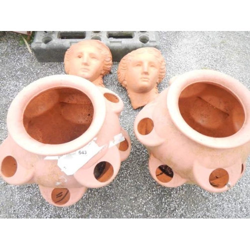 643 - A pair of earthen ware garden planters etc