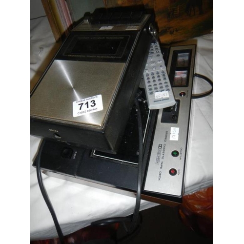 713 - A 2 cassette deck and player