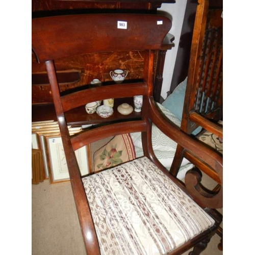 983 - An old Victorian mahogany armchair