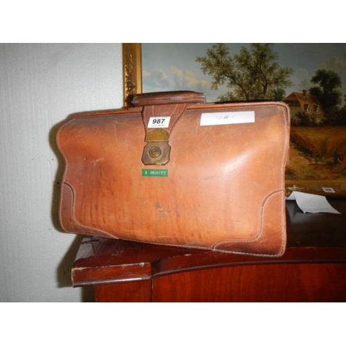 987 - An old leather doctors bag