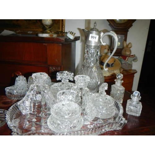 991 - A quantity of glassware and a claret jug