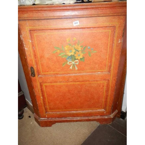 994 - An old painted corner cupboard