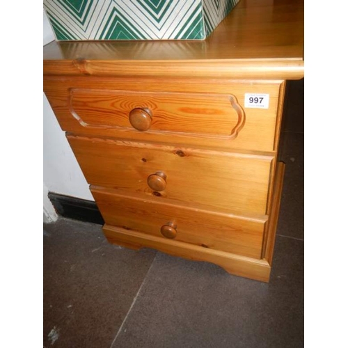 997 - A pine 3 drawer chest of drawers