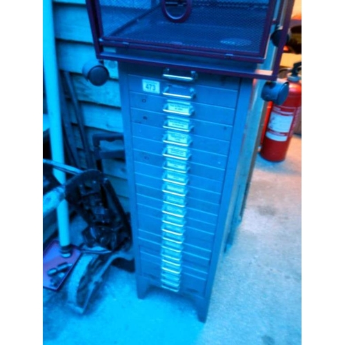 473 - A 21 metal drawer filing cabinet & contents & 3 drawer metal cabinet