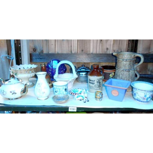 1191 - A quantity of miscellaneous items including stoneware etc.