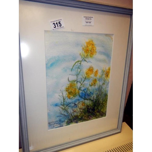 315 - A good watercolour of wild flowers